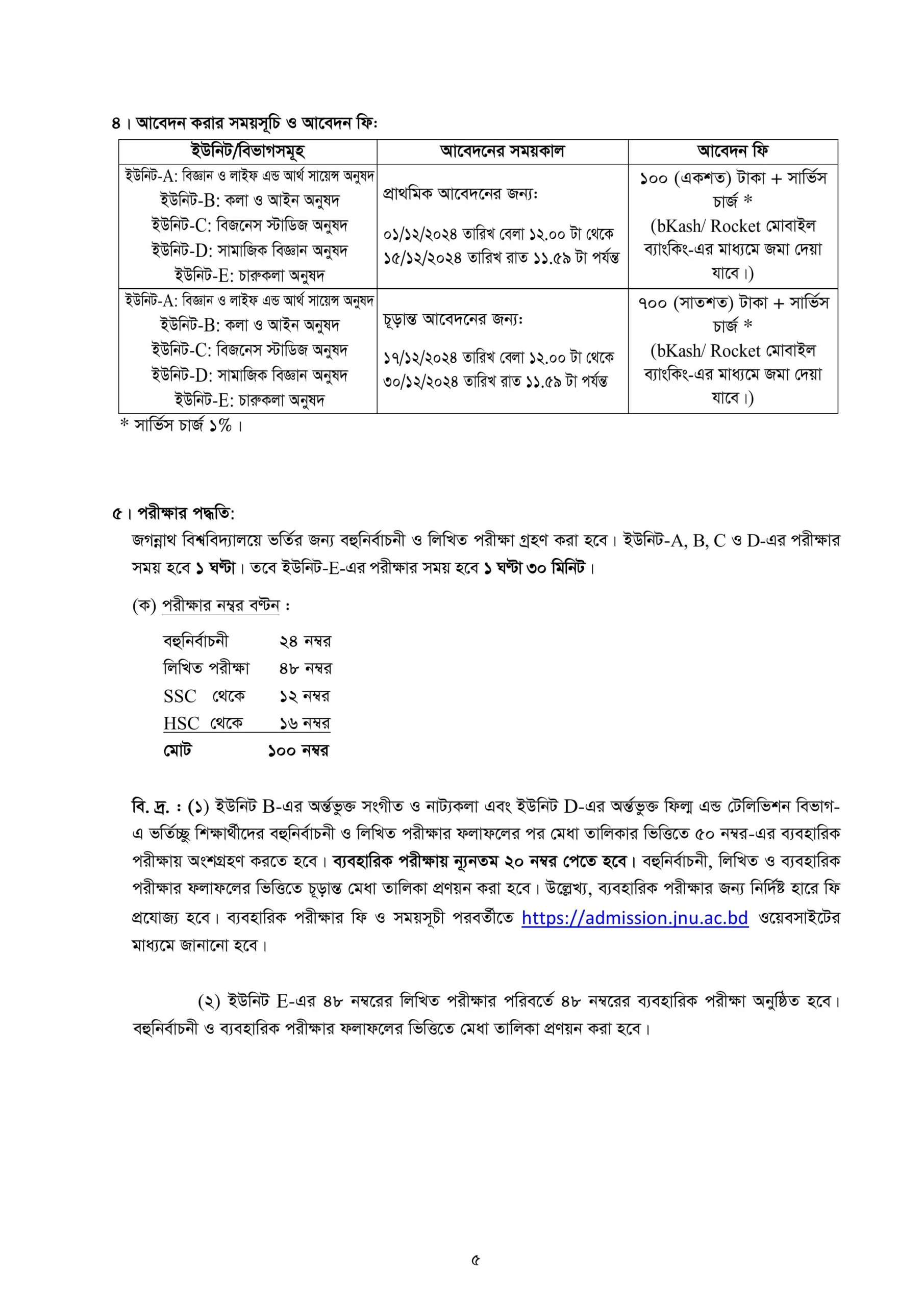 জগন্নাথ বিশ্ববিদ্যালয় ভর্তি তথ্য ২০২৪-২০২৫ - ভর্তি আবেদন নোটিশ।